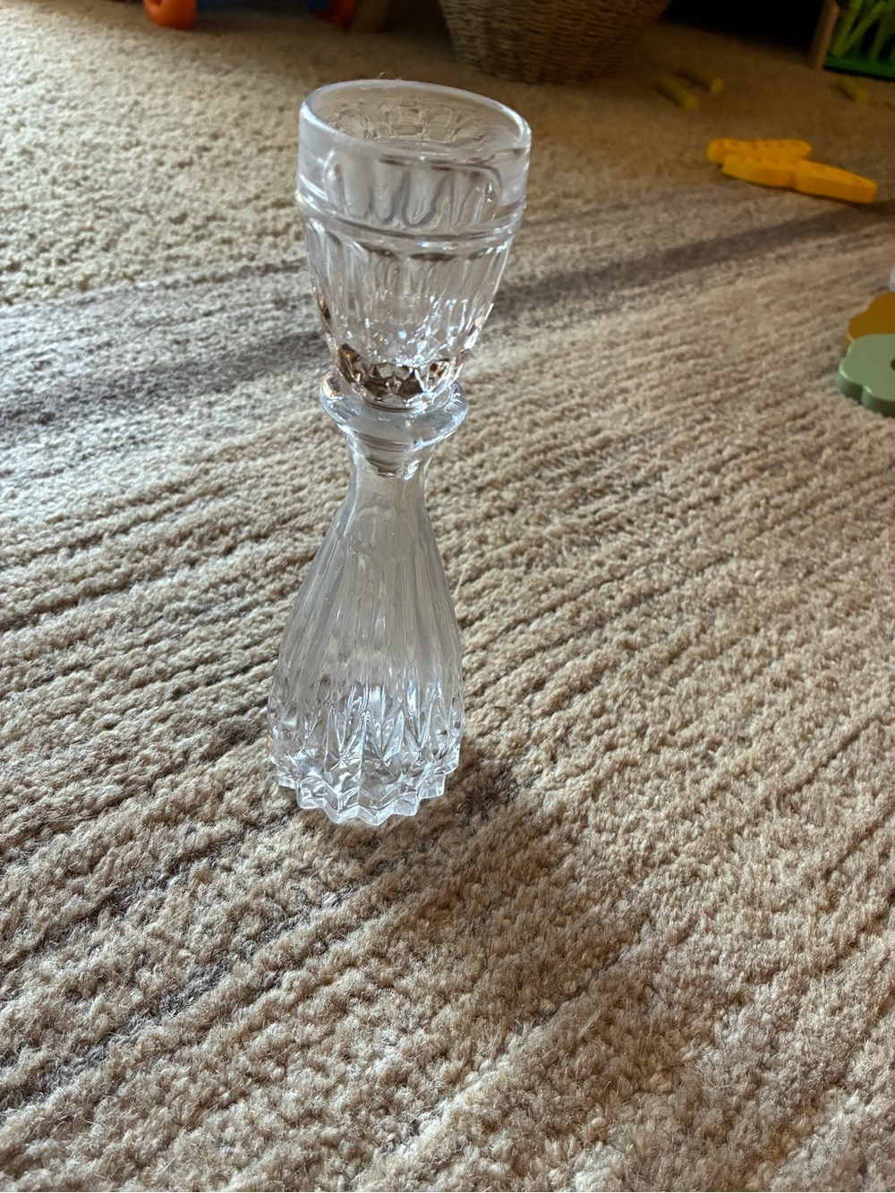 Vintage Bohemia Crystal Mouthwash Decanter with Cup-Top Stopper 8"
